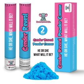 Boom Reveal Co. | Gender Reveal Powder Cannons, Pink OR Blue Set of 2 (12 inch) Gift Ready, Party Popper, Baby Shower Announcement Boy or Girl Decorations (Blue)