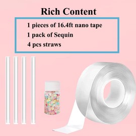 Ahuowom Nano Tape Bubbles kit,Magic Nano Tape Elastic Bubble DIY Craft Kit for Kids Adult Double Sided Tape Super Elastic Bubble Balloons