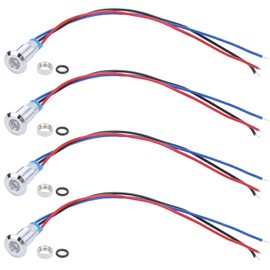 4 Sets PreWired Round LEDs Waterproof 2Color Signal Light Common Anode 8mm 36V(Red and Blue )