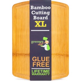 Greener Chef Safest No Glue Medium Bamboo Cutting Board 15 Inch – Lifetime Replacements, Family-Friendly Organic Wood Cutting Boards for Kitchen - Wood Cutting Board and Chopping Board