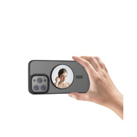 Magnetic Phone Makeup Mirror, 2.28inch Round Cell Phone Mirror Decal for Make up & Selfies, Fits for iOS Phone 15 14 13 12 (Black)