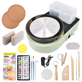 iMeshbean Pottery Wheel Machine Knob Controls Speed, 6" Turntable Two-Way Rotation Clay Wheel, DIY Mini Pottery Wheel Kit for Kids and Beginners Adults