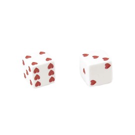 White Sweetheart Dice with Red Hearts D6 25mm (1in) Pack of 2 Dice Koplow Games