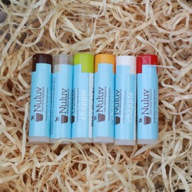 Nuluv Chappies 6-Pack Chapstick Lib Balm Favorites - Brown Sugar, Chai Tea, Cherry Berry, Nada (Plain), Pear Brandy, Pina Colada