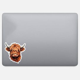 Floral Highland Cow Vinyl Decal – Aesthetic 5-Inch Waterproof Sticker for Cars, Bikes, SUVs, Trucks, Helmets, Laptops, Water Bottles, Notebooks, Windows, Guitars, and Skateboards