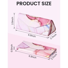 MZYOUHUO 4 Pcs Sunglasses Case, Foldable Glasses Case, Magnetic PU Leather Marble Pattern Hard Shell Folding Eyeglass Holder Box for Women Men Girls