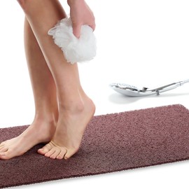 Non Slip Bathtub Mat Shower Mat for Tub - Loofah Bath Mats for Bathroom - 31x16 Bathtub Floor Mat - Textured Anti Slip Bath Mat Without Suction Cups - Secure Mat for Wet Areas (31x16 Brown)