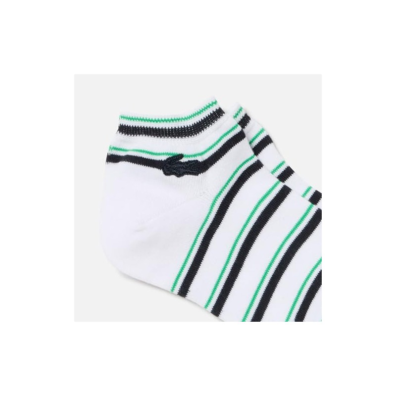 Lacoste Women's Multi Border Ankle Socks, white, 24.0 cm