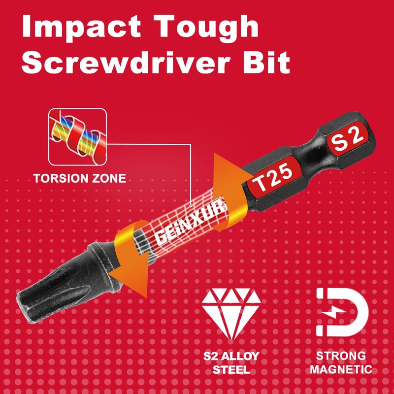 Geinxurn Impact Torx Screwdriver Bits Set,22 Pcs 1"/2" Magnetic (T7-T40)