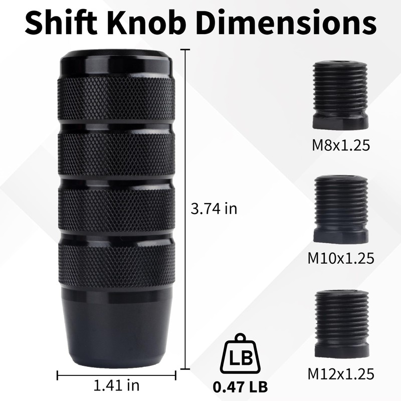 ecocstm Car Shifter Knob, Aluminum Gear Shift Style Knob, 3.74"