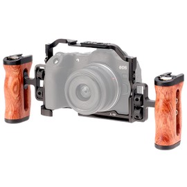 Foto4easy r8 cage for Canon R8 Camera with Quick Release Plate for Arca-Swiss,Includes Dual Universal Side Wooden Handle