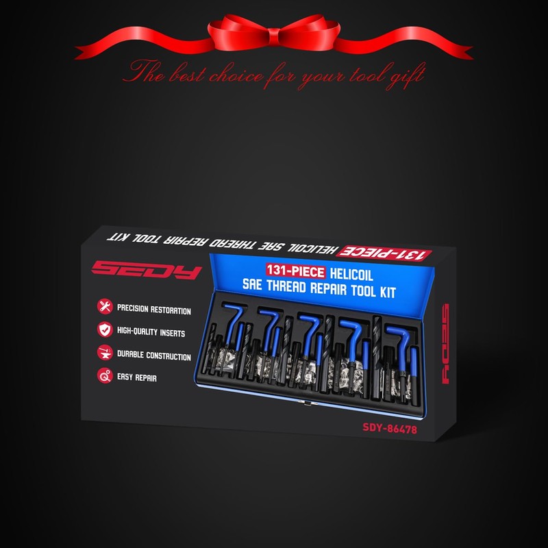 SAE Thread Repair Helicoil Kit - 131PC with HSS Drill