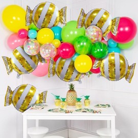 6pcs Sweet Candy Balloons Gold Candy Foil Balloons for Candyland Children's Birthday Party Decorations