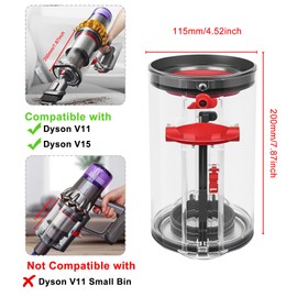 IZSOHHOME Compatible with Dyson Dust Reservoir Bin,Dust Bin Replacement for Dyson V11 V15 SV14 SV15 SV22 Vacuum Cleaner Canister Bin,V11 Large Bin Part No. 970050-01,Part No. 965443-01,Upgraded