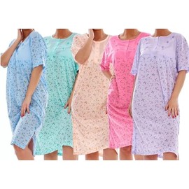 BELLEZZA BABE Ladies Floral Nightdress, Cotton Blend, Short Sleeve, Button Front (MINT, XXL)