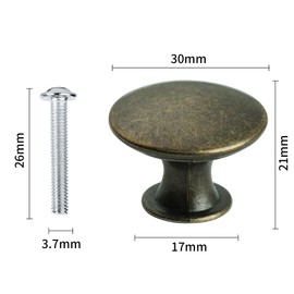 Anhoer 12PCS Kitchen Cupboard Knobs 30MM Kitchen Door Knobs Mushroom Drawer Knobs Bronze Round Pull Handles Drawer Handles Cupboard Handles Chrome Knobs for Furniture Wardrobes Bathroom