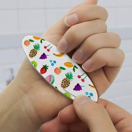 Tiny Fruits Bananas Cherries Grapes Kiwi Pineapples Double-Sided Oval Nail File Emery Board Set 4 Pack