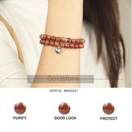 Healing Bracelets for Women - Goldstone Bracelet - Healing Prayers Crystal Bracelet, 8mm Natural Stone Stress Relief Yoga Beads Get Well Soon Gifts