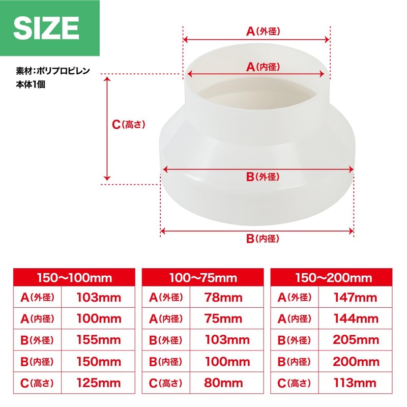 TKY Ventilation Pipe Fittings, Flame Retardant, Lightweight, White, Different Diameter