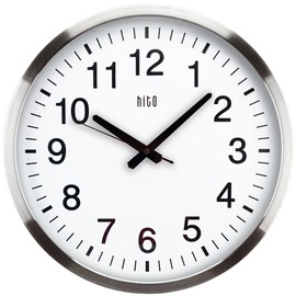 HITO 16" Silent Wall Clock Battery Operated Non Ticking Sweep Movement Glass Cover Silver Aluminum Frame, for Kitchen, Bedroom, Home Office, Living Room Decor
