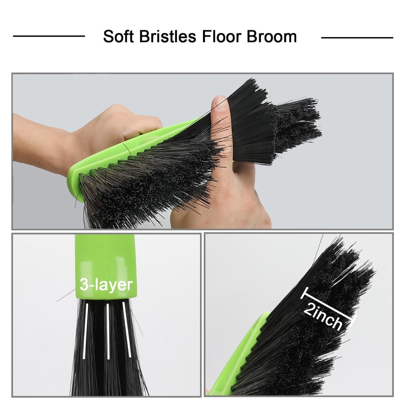 Soft Bristles Green Angle Broom Long Handle Indoor Broom for