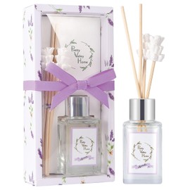 Reed Diffuser Set, Pretty Valley Home Mini Gypsum Flower Fragrance Diffuser Lavender 1.01 fl oz (30 ml), Home Fragrance Reed Diffuser for Bathroom Office Living Room Dining Table Decor