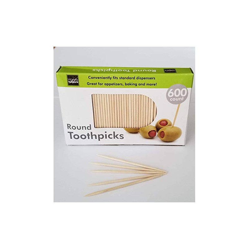 Handy Housewares 600-Count Round 2.5" Long Wooden Toothpicks - Great
