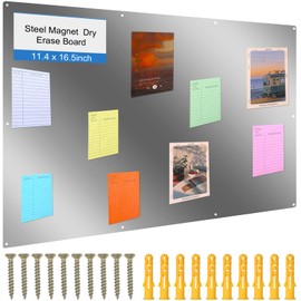 Ireer Magnetic Board Steel Magnet Bulletin Boards for Walls to Display Magnetic Notes Photos for Home Office Classroom, Pre Drilled with Screws and Dry Wet Erase Feature (Black,24 x 48 Inch)