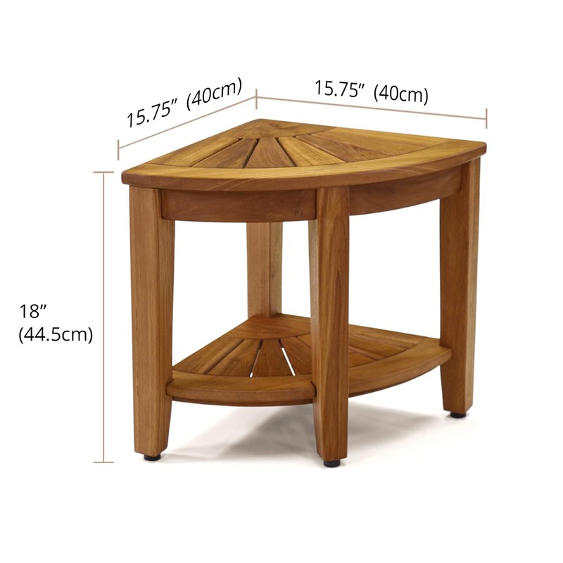 AquaTeak The Original 15.5" Kai Corner Teak Shower Bench with