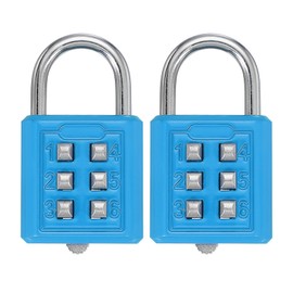 sourcing map Combination Padlock, 6-Digit Push Button Padlock 3-Position Locking Mechanism Security Combination Lock for Locker Gym Sports Locker Cabinet Toolbox (Sky Blue, Pack of 2)