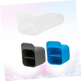 TEHAUX 3pcs Multi Functional Screen Pen Holders Trapezoidal Square Gray Blue Desktop Storage Box for Pens Pencils Office Supplies Sturdy Space Saving Computer Monitor Containers