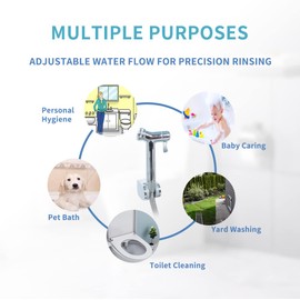 Handheld Bidet Sprayer for Toilet, Ergonomic Hand Held Cloth Diaper Sprayer Set, Brass Jet Sprayer Kit, Bidet Attachment with Adjustable Water, Easy to Install, not T-Valve Included