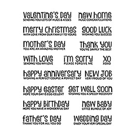 Greeting Words Transparent Stamps Sentiments Sayings Phrase Greetings Clear Stamps for DIY Embossing Scrapbook Album Paper Card Decor Craft