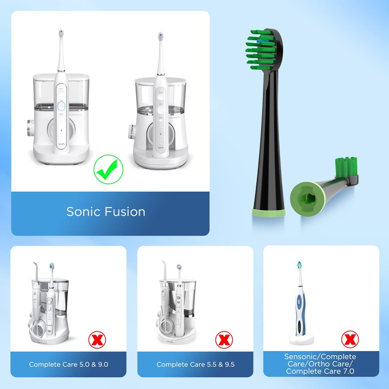 Replacement Toothbrush Heads for All Waterpik Sonic Fusion Models (SF-01,