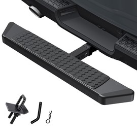 AUSUM MOTOR Trailer Hitch Step for 2 inch Receiver - 300lbs Capacity Aluminum Bumper Guard with Anti-Slip Surface & Impact-Resistant Pads, Rear Bumper Step for Pickup Trucks, SUVs, Vans