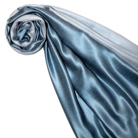 Lorenzo Cana Men's Reversible Scarf 70% Silk 30% Viscose Scarf 70 cm x 190 cm Two Tone Scarf Double Face, Steel blue middle structure blue-grey