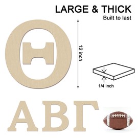 HILAZA 12 Inch Large Wooden Greek Letters, Unfinished Big Wood Letters for Wall Decor, DIY Crafts, Parties Wedding Christmas Home Decoration, Letter Theta (Θ)