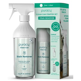 Puracy Natural Stain Remover - Clean Can - Fabric Stain Remover for Clothes Laundry - Stain Treater - Active Enzyme Laundry Stain Remover Spray - Spot Remover for Clothes (Starter Set, Free & Clear)