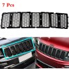 Savadi-Car 7PCS Black Front Grille Inserts Trim Mesh Kit For