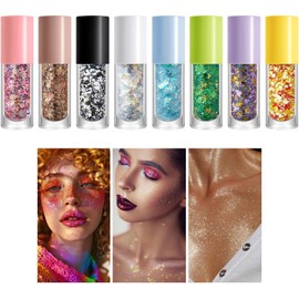 Purpurina Para Maquillaje Larga Duración Y Efecto Brillante Gel Purpurina Corporal y Facial para Pequeños Niñas Mujeres Hombres Partido de Fútbol Cumpleaños Desfile Concierto Festival