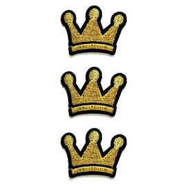 Set 3 Pcs Mini Small Golden Crown King Cartoon Embroidery Embroidered Badge Iron On Sew On Patch Logo Jeans Jacket Polo T- Shirt Hat Backpacks for Kids Children