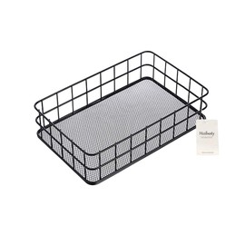 Hizibesty Small Black Metal Wire Cabinet Organizer Storage Organizer Bin Basket Tray (1)