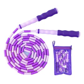 Jump Rope Comfortable Grip Adjustable Durable Lightweight Safe Beaded Skipping Rope for Kids in First Grade and Above Purple