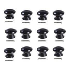 12pcs Black Wood Knobs, Mushroom Shape Cabinet Knobs Vintage Drawer Knobs, Natural Wooden Cabinet Hardware for Furniture Drawer Dresser Wardrobe