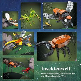 Astrevo Insekten Bausteine Set, 8 Pack Insekten Tiere Bausteine Spielzeug Geschenke für Kinder und Erwachsene, 762 Teile