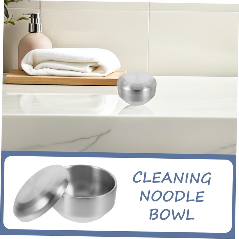 KOMBIUDA Stainless Steel Shaving Bowl Lid Foaming Bowl for Shaving