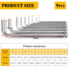 1-1.5mm Hex Key Set Long Arm Ball Point Allen Hex Key Suitable for Furniture Assembly rc Cars Bike Motorcycle Maintenance Household DIY