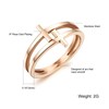 Womens Elegant 18K Rose Gold Stainless Steel Double Cross Ring