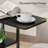 C Shaped End Table with Charging Station, Small Side Table
