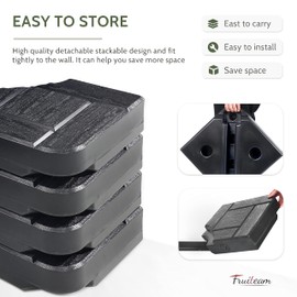 FRUITEAM 4Pcs Cantilever Umbrellas Heavy Duty, 160lb Capacity Heavy Weight Stand with Easy-Fill Spouts for Water or Sand for 9-10FT Patio Umbrellas Use(Carbon Black)